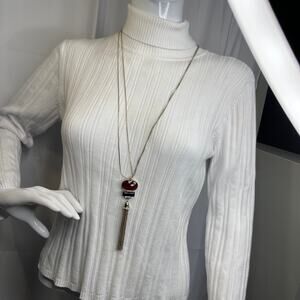 WHBM necklace and bracelet set gold tone with red and gold faux jewels